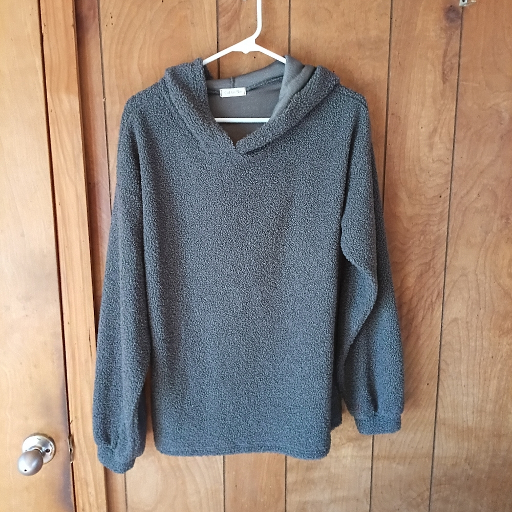 Cotton Bleu Gray Fleece Hoodie Women’s Size S Long Sleeve Cozy Pullover